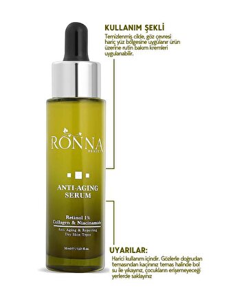 Ronna Beauty Yaşlanma Karşıtı Ve Aydınlatıcı Anti-Aging Serum 30 ml Retinol 1% Collagen Niacinamide